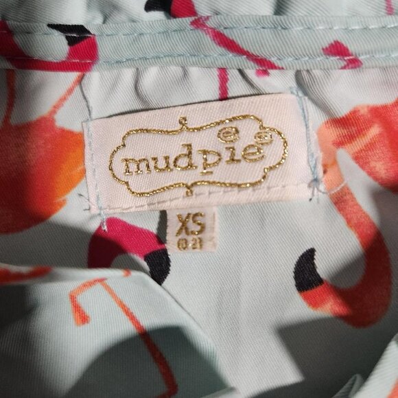 Mudpie Whitney Ruffle Collar Flamingo Print Tunic Blouse Sz XS - Picture 4 of 10